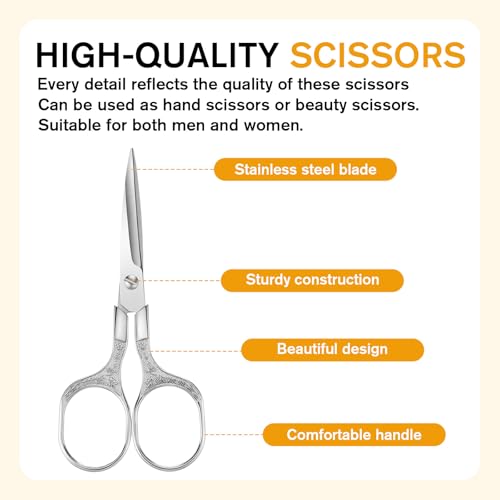 Small Embroidery Scissors, 2 Pack 5 Inch Vintage Embroidery Scissors Crochet Scissors with Stainless Steel Sharp Blade for Crafting, Sewing, Needlework, Cutting, Handicraft, Knitting