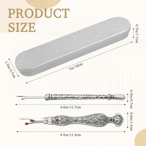 2Pcs Vintage Seam Rippers, Metal Stitch Remover Set, European Carved Handle Stitch Ripper, Sharp Durable Handy Crafting Removing Threads Tools for Needlework, Leatherwork (Silver AB) - color: Silver AB