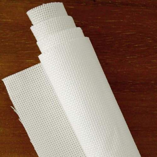 Essentials By Leisure Arts Aida Cloth, 18 Count, Antique White Cross Stitch Fabric, Embroidery Fabric, Cross Stitch Supplies for Crafting, Stitching, and Sewing Projects 30X36