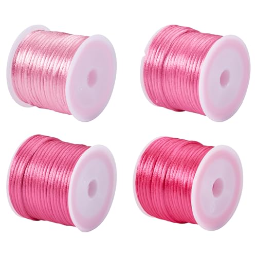 Elecrelive 40 Yards 2mm Nylon Satin Rattail Cords Mix Pink Nylon String - color: Mix Pink