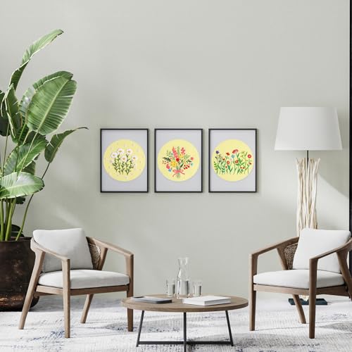 Louise Maelys 3 Set Floral Embroidery Kit, Botanical DIY Craft Collection - color: spring flowers