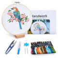 Hummingbird and Flower Embroidery Kit for Adults, DIY Embroidery Kits with Original Design Patterns, Learn to Embroider Kit Beginner with Needles and Thread, Clear Instructions and Video (BEB001) - color: bird blue and white