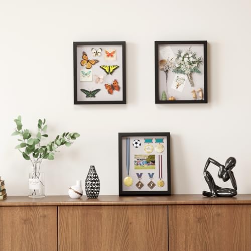 Muzilife 8.5x11 Small Shadow Box Wood Picture Frame, Tempered Glass, Black - color: Black, size: 8.5x11