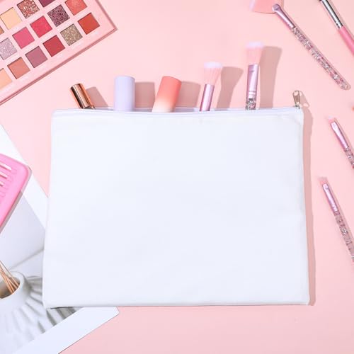 8 Pcs Canvas Zipper Pouch, 12x9'' Large Cosmetic Canvas Pouch With Zipper, Canvas Makeup Bags Plain for Women, Blank Bag Organizer Purse for Travel, Toiletry, DIY Crafts