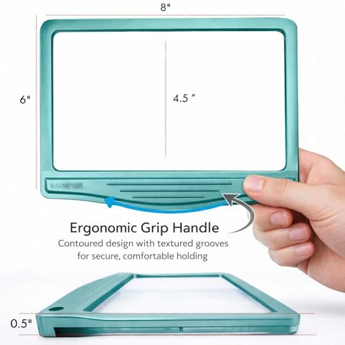 MagniPros 5X Rechargeable LED Page Magnifier with 3 Color Light Modes-Aqua - color: Aqua