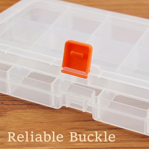 Moon Magpie 8PACK Extra Thick Bead Organizers, Mini Clear Plastic Storage Box Craft Containers for Nail jewelry rhinestones DIY Supply Case - size: 8P-MovableGrid