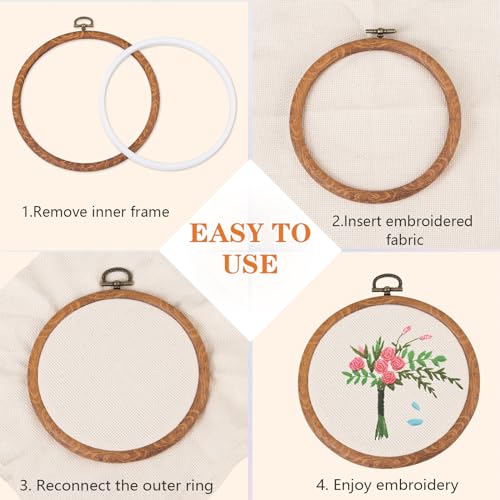 Embroidery&Cross Stitch Frames for Display,6PC Rectangle Embroidery Hoops,Three Sizes Rectangle Frames for Embroidery Perfect for Sewing, Home Decor and Embroidery