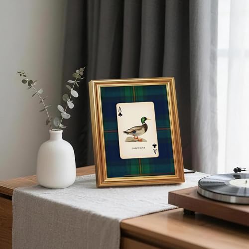 Wojuin Lucky Duck Ace of Clubs Illustration Framed Canvas Wall Art 8x10 in - color: Lucky Duck, size: 10"L x 8"W