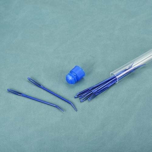 uxcell 8 Pcs Yarn Needle Kit, 2.76 Inch Tapestry Needles Bent High Carbon Iron Large Eye Sewing Darning Needles Hand Sewing Needles with Storage for Hand Sewing Art Crafts, Blue - color: Blue