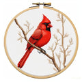 Cartoon Simple Red Cardinal on Branch DIY Stamped Cross Stitch Kits Easy for Beginners and Children with Hoop 11CT Needlepoint Counted Embroidery Kits Art Craft Wall Decoration 12x12inch(2)