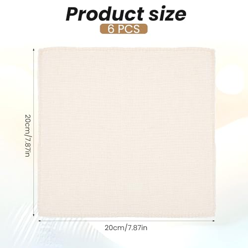 6 Pcs Punch Needle Fabric for Overlocking Edges, 7.9 x 7.9 Inch Tufting Cloth Monks Cloth for Punch Linen, Squares Punch Needle Embroidery Fabric for Handwork DIY Art Craft