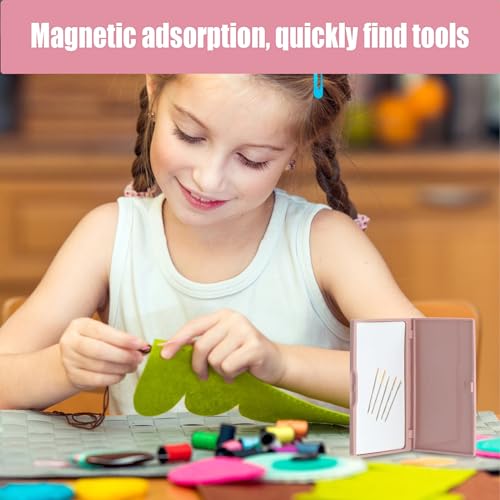 3 Pack Magnetic Needle Storage Case, Portable Magnetic Cross Stitch Sewing Keeper, Knitting Pin Needle Storage Holder Organizer Pin Organizer Container Tool Embroidery for Sewing (Green Blue Pink)