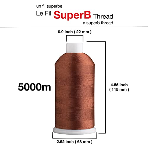 Superpunch SuperB Embroidery Thread 40wt, 5000 m Cone, Auburn Brown 3142 - color: Auburn Brown 3142, size: Pack of 1