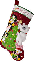 Bucilla Felt Applique 18" Stocking Making Kit, Arctic Tree Trimmers, Perfect for DIY Arts and Crafts, 89741E - style: Stocking