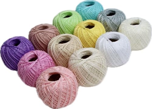 KCS Mercerized Pearl Cotton Thread Size 8 Crochet Needlework Embroidery Threads Ball (12, 12balls19) - color: 12balls19