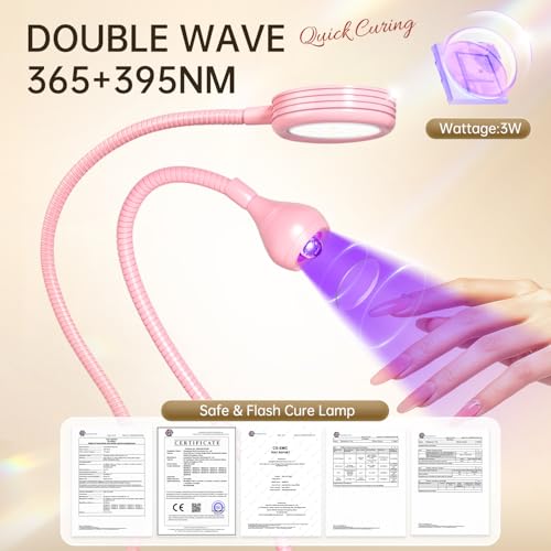 AORAEM UV LED Nail Lamp, Double-Headed Flash Cure Light, Pink - color: Gooseneck-Pink