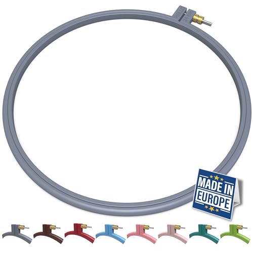 Maker Susan Plastic Embroidery Hoop, Hello Series Cross Stitch Hoops for Beginners, Punch Needle Hoop, Embroidery Frames for Sewing, Needlework (Anthracite Grey, Large 9.45" (24 cm)) - color: Anthracite Grey, size: Large 9.45" (24 cm)