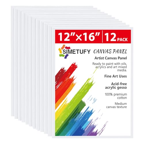 Simetufy 12 Pcs 12x16Inch Large Canvas Boards for Painting, Flat Art Panels - size: 12"x16"