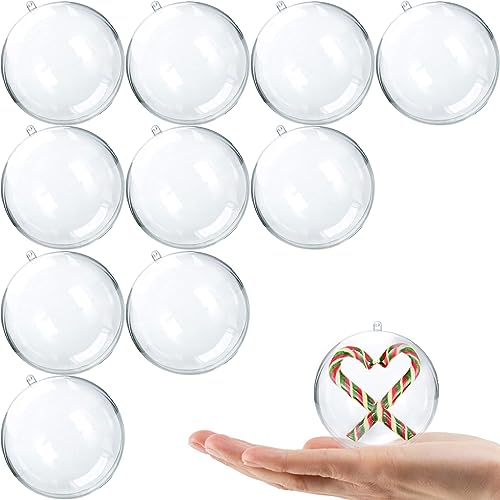 Jishi 10pk Clear Plastic Christmas Ornaments for Crafts Fillable DIY Christmas Ornaments Balls 60mm Acrylic Ornaments for Christmas Tree Decorations, Hanging Christmas Decorations Home Decor Supplies - style: 60mm Balls