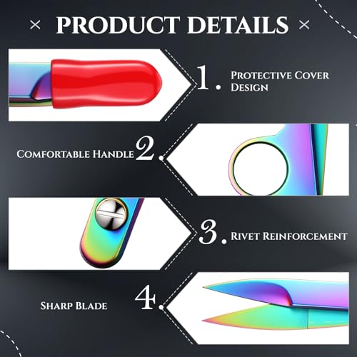 1 Pcs Mini Upgrade Sewing Scissors Fabric Thread Snips Scissors for Sewing Tiny Premium Tailor with Protective Cover Supplies Cutting Clothes Fishing Line Fabric Yarn (Colour Painting) - color: Colour Painting