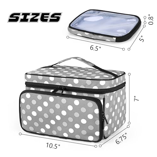 Luxja Sewing Storage Organizer with 2 Detachable Clear Pockets, Polka Dots - color: Polka Dots