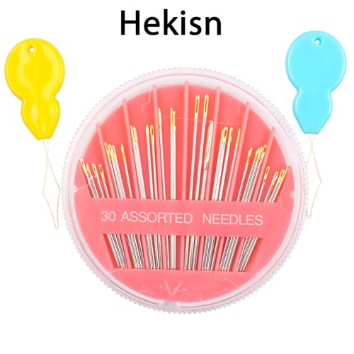 Hekisn 30pcs Premium Hand Sewing Needles, 6 Sizes 30-Count Assorted Sewing Needles, Stitching Needles for Hand Sewing Repair，Sewing Sharp Needles Sewing Repair Embroidery Needles - style: Pink