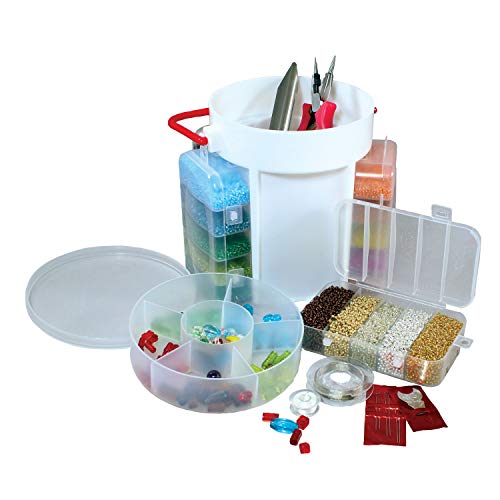 The Beadsmith Portable Bead Caddy - Bead Set w/Jewelry Making Supplies, Includes 1000+ gm of Seed Beads Plus Accessories & Storage