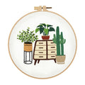 spicssa 2026 New Embroidery Set, Embroidery Kit for Beginners, Hand Needlepoint Kits for Adults with Pre-Stamped Patterns, 7.8-Inch Hoop, Threads & Needles, Step by Step Instructions - color: green plants C