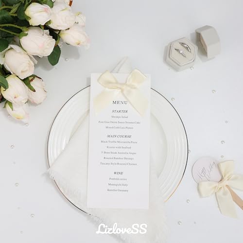 Pre-Tied Self Adhesive Ivory Satin Ribbon Bows for Crafts 3 Inch - color: Ivory