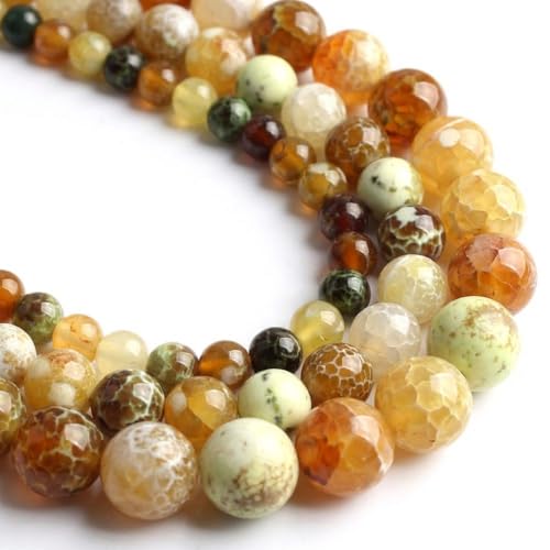 45pcs Round Loose Brown Fire Agate Beads for Bracelet Beads，8mm Gemstone Bead Round Loose Stone Beads for Jewelry Making DIY Bracelet Necklace Earrings - color: brown fire agate, size: 8mm