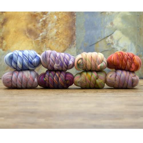 Revolution Fibers – Bambino Range Roving 8 Color Variety Bag (200 Grams / 7 Oz) | Multicolored Tonal Blend of 85% Dyed Merino and 15% Dyed Viscose Bamboo Combed Top | Fiber for Felting, Spinning
