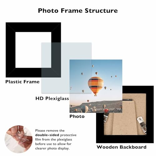 JCJMY 3x3 Picture Frame Black for Tabletop, 3 x 3 Square Photo Frame with Shatter Resistant Plexiglass, Sturdy 3 by 3 Poster Frame, Black - color: Black, size: 3x3 inch