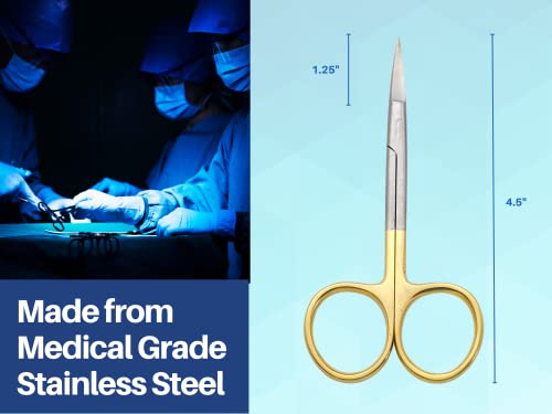ARTMAN INSTRUMENTS 4.5" Straight Iris Dissecting Scissors | Extra Sharp | Gold Plated Handle | Precision Cutting for Dissection, Lab, Dental, Surgical, Art & Craft Use | Fine-Tip for Delicate Work
