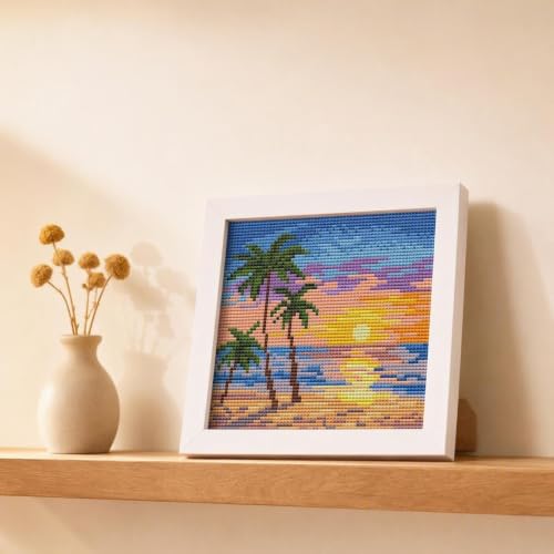 WUSARPLY Sunset Landscape Stamped Cross Stitch Kits for Adults with Framed - color: DKJ034