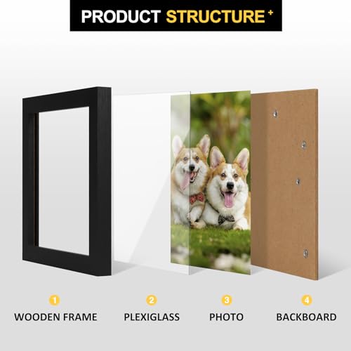 TOFOREVO 4x4 Picture Frames Set of 2, Black - color: Black Wood Grain, size: 4x4