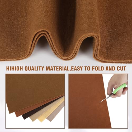 Whaline 18 Pcs Brown Felt Fabric Sheets 6 Colors Assorted Soft Thick Craft Felt Pack for Fall Autumn Thanksgiving DIY Craft Sewing Patchwork Art Projects, 7.9 x 11.8 Inch - color: Brown