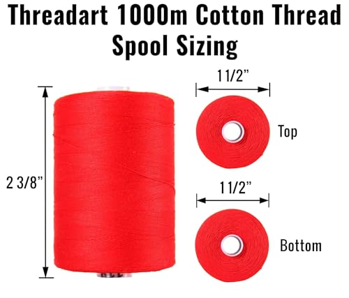 ThreadArt Cotton Quilting Thread, 1000M 50/3, Deep Red 120 - color: DEEP RED