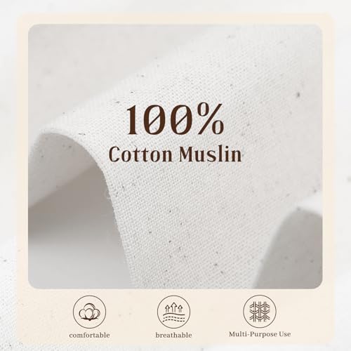 100% Cotton Muslin Fabric, 60 Inch Unbleached Muslin Linen Fabric by The Yard for Sewing Embroidery, Garments, Crafts Material-Natural (Bleached, 2/3 Yard) - color: Bleached, size: 2/3 Yard