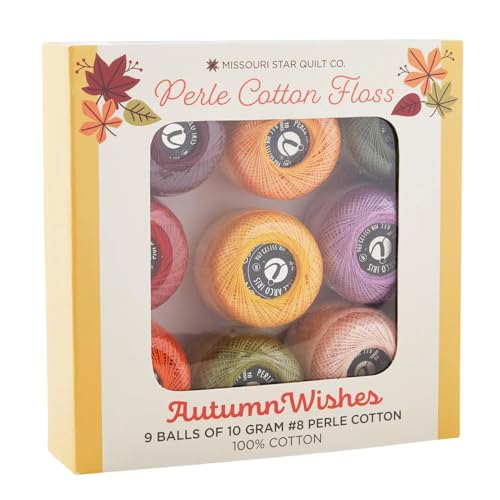 Missouri Star Autumn Wishes Perle Cotton Floss Pack – 9 Vibrant #8 Perle Cotton Embroidery Thread Balls for Fall Quilting, Hand Stitching & Peel & Stitch Projects - color: Autumn Wishes Perle Cotton Floss Pack