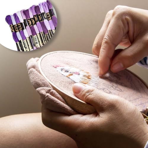 12 Skeins 6 Strands Purple Embroidery Floss String for Knitting - color: Light Purple