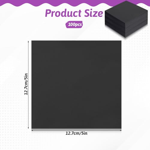 100 Pcs 5-inch Cotton Fabric Squares, Precut Quilting Squares Charm Packs Solids Black, 5″ Precut Cotton Fabric Square for Beginners DIY Sewing Embroidery Patchwork Scrapbooking Craft - color: Black, size: 5″