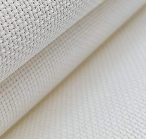 19" x 28" 18CT Counted Cotton Aida Cloth Cross Stitch Fabric (Cream) - color: Cream