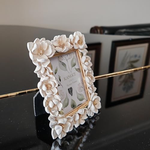 Vintage Picture Frames 2.5x3.5 Antique White and Gold Ornate Flower Picture Frame for Tabletop and Wall Mount Decorative Gallery Wall Decor Rustic Home Decor （2.5x3.5 inch） - size: 2.5x3.5