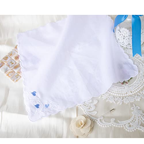 MileyMarla Ladies Embroidery Cotton White Handkerchiefs Lace Wedding Hankies - color: Heart-6pcs