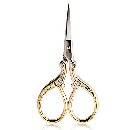 BIHRTC 3.6 Inch Embroidery Scissors Small Sewing Stainless Steel Tip - color: Gold