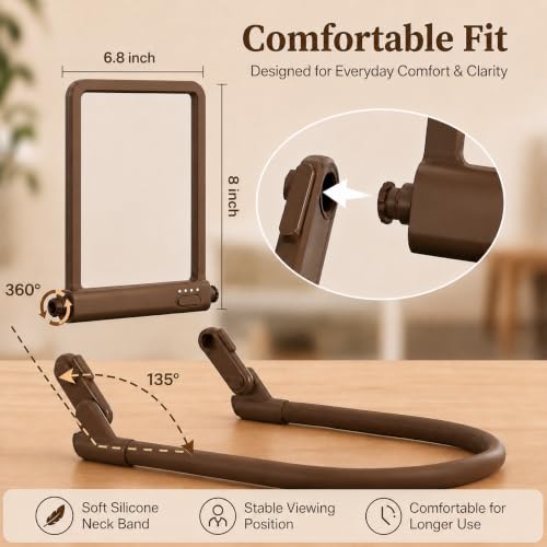 Neck Worn Magnifying Glass with Light, 5X Hands-Free Reading Magnifier