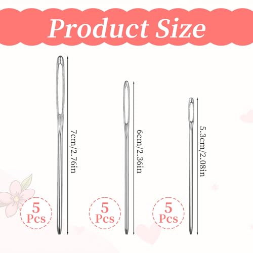 15 Pcs Large-Eye BluntTip Needles and 1 Pcs Wooden Box Stainless Steel Yarn Needle 3 Sizes Needlepoint Needles Tapestry Needle for Crochet Darning Embroidery Projects