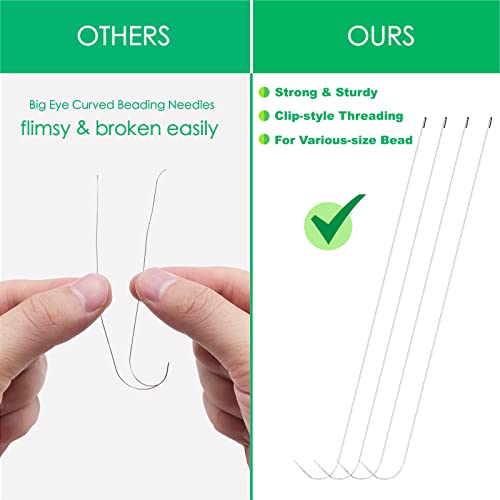 Xmada 4-Pack Clip-Style Beading Needles - 6.7 inches, 0.7mm Diameter, Efficient & Sturdy for Jewelry Making (4-Curved) - style: 4-Curved/0.7mm