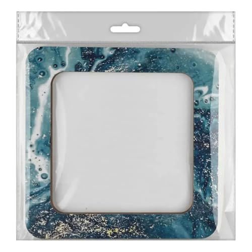 Magnetic Embroidery Hoop Big – 5.5"x5.5" Inner Size, Square Wooden Hoop for Plastic Canvas & Perforated Paper, Celadon Blue | FLMP‑010 - color: Celadon