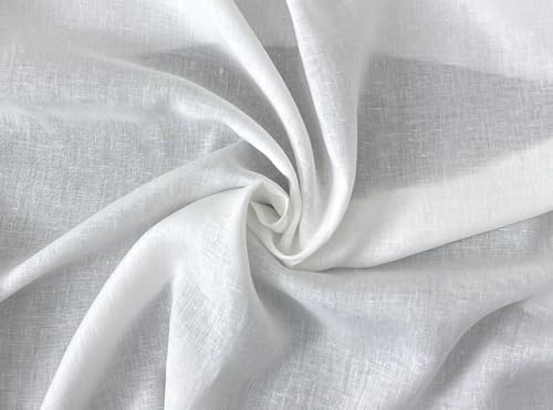 100% Linen Fabric – Lightweight White Color – Pre-Washed Soft & Breathable – 52" Wide – by The Linen Lab (White, 3 Yard pre Cut) - color: White, size: 3 yard pre cut